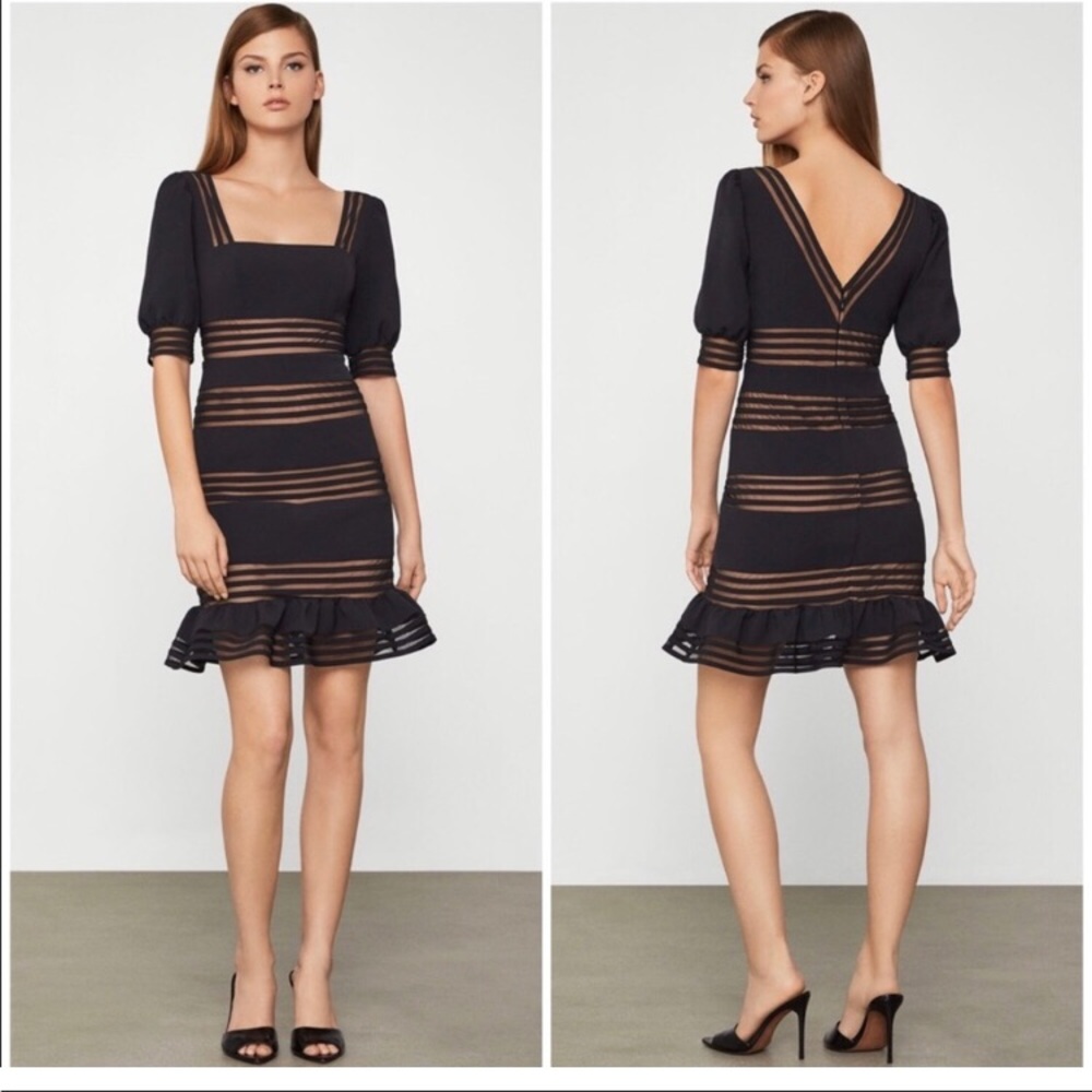 BCBGMaxAzria Black and Tan Striped Dress